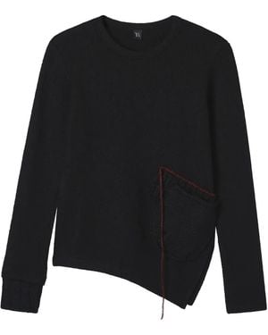 Y's Yohji Yamamoto Pullover mit asymmetrischer Tasche - Schwarz