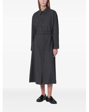 P.A.R.O.S.H. Belted Midi Shirt Dress - Blue