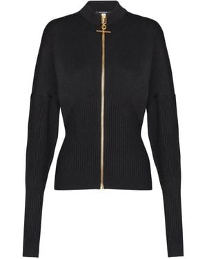 Balmain Zipped Knit Cardigan - Black