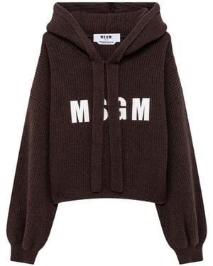 MSGM Felpa Con Cappuccio E Logo - Nero