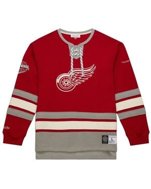 Mitchell & Ness Detroit Wings Lace-Up Pullover - Red