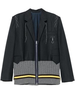SONIA CARRASCO Full-Zip Panelled Wool Jacket - Blue