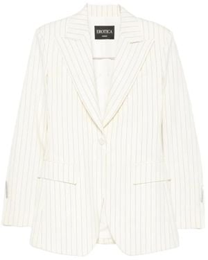 Dondup Pinstripe-Pattern Peaked-Lapel Blazer - White