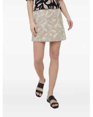 Pennyblack Leaf-Print Fringed Skirt - Natural