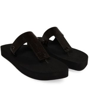 Christen Lizard-Effect Sandals - Black