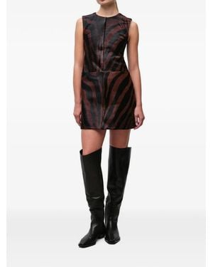 Jonathan Simkhai Sonoma Zebra-Print Leather Mini Dress - Black