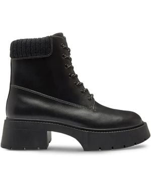 COACH 57Mm Leah Knitted-Collar Lace-Up Boots - Black