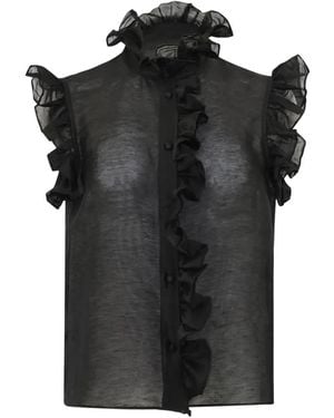 CHRISTY LYNN Marfa Ruffled Sleeveless Top - Black