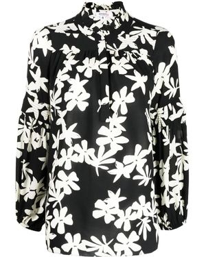 lemlem Blusa A Fiori Con Ruches - Nero