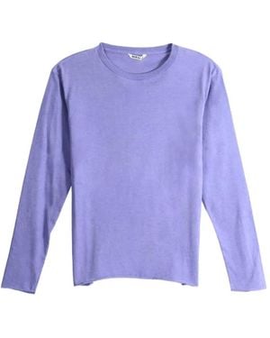 AURALEE Rolled-Edge Long-Sleeve T-Shirt - Purple