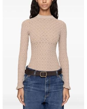 Sea Textured-Knit Long-Sleeve Sweater - Blue