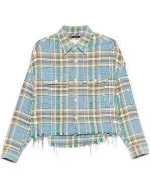 R13 Plaid Frayed Shirt - Blue