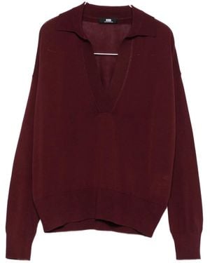Alpha Studio V-neck Polo-collar Sweater - パープル