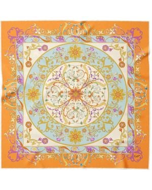 Elizabetta Paulina Filigree-Print Silk Scarf - Metallic