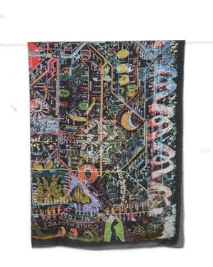 Faliero Sarti Graphic-Print Frayed Scarf - Black