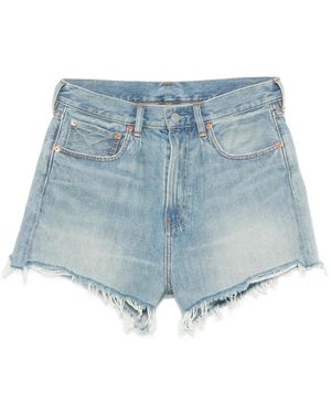 Denimist Brooke Faded-Wash Frayed Shorts - Blue