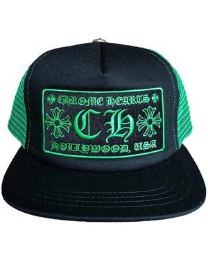 Chrome Hearts Logo-Patch Mesh-Panel Trucker Hat - Green