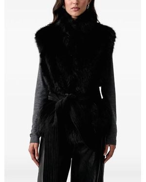 Liu Jo Faux-Fur Belted Gilet - Black