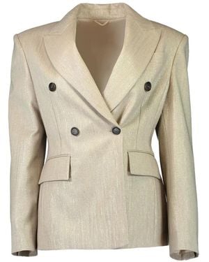 Brunello Cucinelli Wool Blend Double-Breasted Jacket - Natural