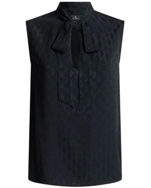 Etro Silk-Blend Jacquard Top With Silk Scarf And Paisley - Black