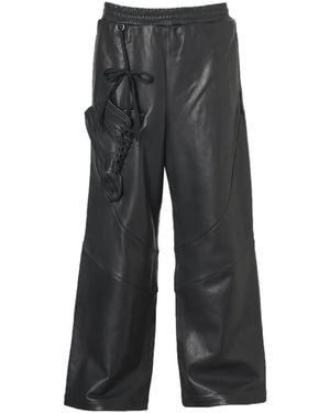 Doublet Basketball Shoe Pocket Leather Pants - Gray