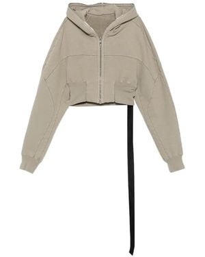 Rick Owens Hoodie Zippé À Coupe Crop - Blanc