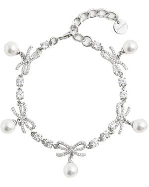 Self-Portrait Crystal-Embellished Bow-Detail Bracelet - White