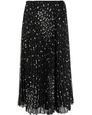 RED Valentino Cosmostar-Print Pleated Midi Skirt - Black