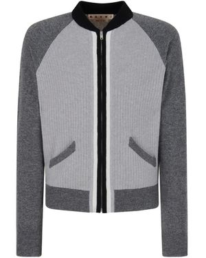 Marni Sweatshirtjacke Mit Geripptem Einsatz - Grau