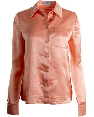 Prada Embellished-Collar Satin Shirt - Pink