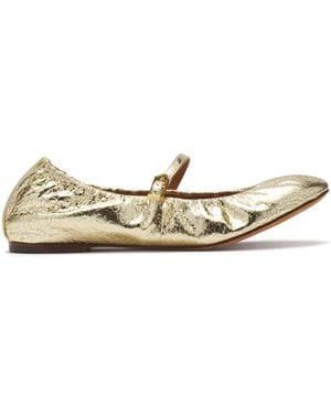 Lanvin Logo-Tag Leather Ballerinas - Metallic