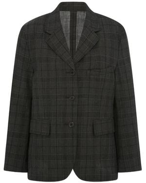 6397 Relaxed Sporting Check-Pattern Blazer - Black