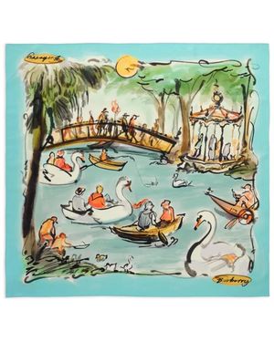 Burberry Swan-Lake Silk Scarf - Green