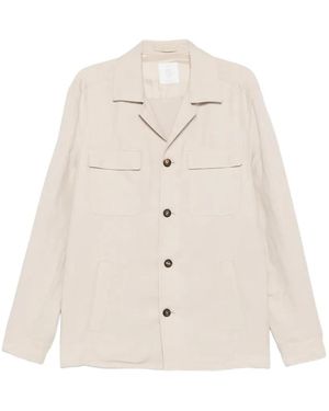 Eleventy Buttoned Chest-Pocket Overshirt - White