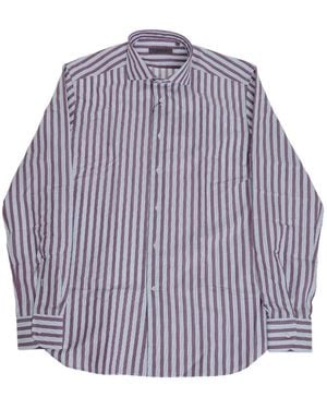 Corneliani Striped French-Collar Shirt - Purple