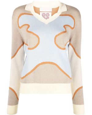 Lukhanyo Mdingi Abstract-Knit Cotton Sweater - White