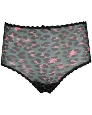 Laura Urbinati Leopard-Print Lace-Trim Briefs - Grey