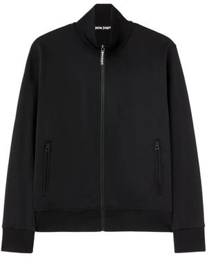 Palm Angels High Collar Sweatshirt With Zip Front - Black