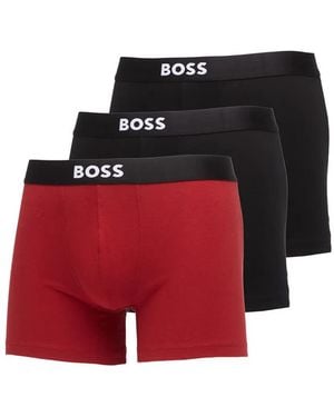 HUGO Lot De Trois Boxers À Taille Logo - Red