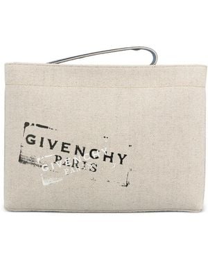 Givenchy Logo Print Clutch Bag - Natural