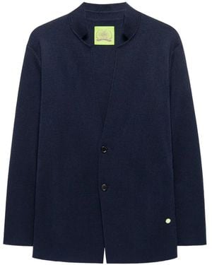 Shanghai Tang Blazer De Seda Con Cuello Mao - Azul