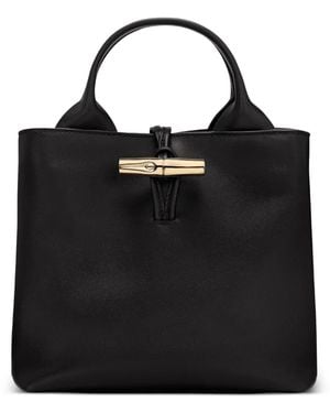 Longchamp Le Roseau レザーハンドバッグ S - ブラック