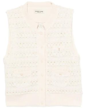 young n sang Button-Up Sleeveless Cardigan - White