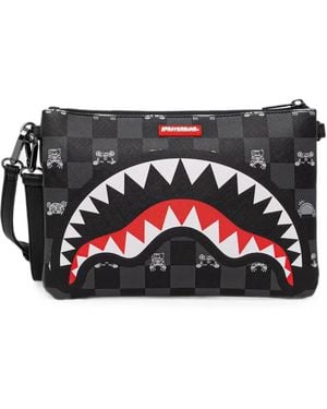 Sprayground Pochette Shark Mouth À Carreaux - Black