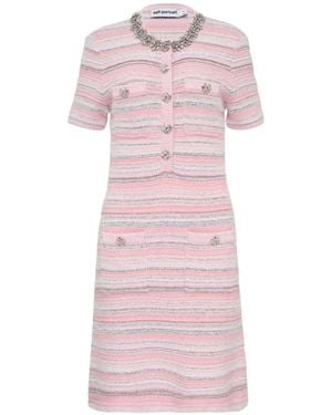 Self-Portrait Textured Knit Mini Dress - Pink