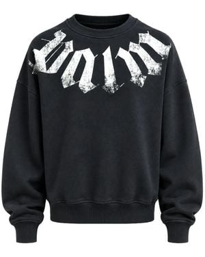Palm Angels Big-Neck Logo Loose Sweatshirt - Black
