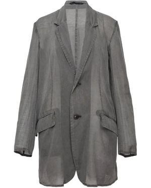Y's Yohji Yamamoto Single-Breasted Tailored Linen Blazer - Grey