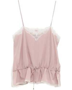 Chloé Lace-Trim Drawstring Camisole Top - Pink
