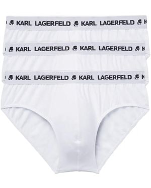 Karl Lagerfeld Set Di 3 Slip Con Stampa - Bianco