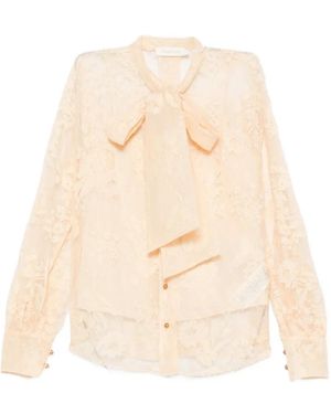 Zimmermann Pussy-Bow Lace Blouse - Natural